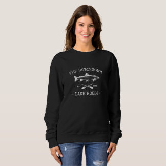 Family Name Lake House Rustic Fish Oars Black Sweatshirt