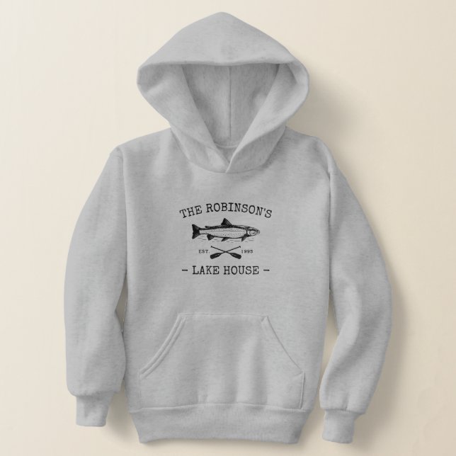 Family Name Lake House Rustic Fish Oars Grey (Laydown)