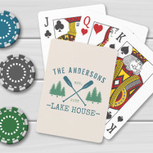 Family Name Lake House Rustic Oars Pine Trees
