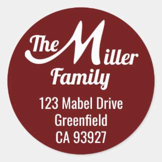 Family Name Letter M Classic Round Sticker