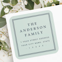 Family name light dusty sea green return address