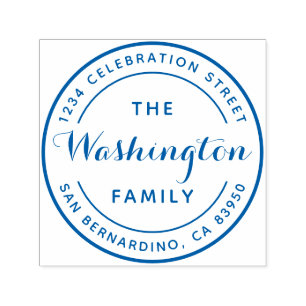 Family Name Logo Round Return Address Self-inking Stamp