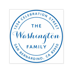 Family Name Logo Round Return Address Self-inking Stamp