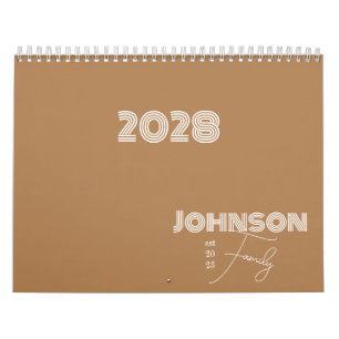 Family Name Minimalist Typography Calendar