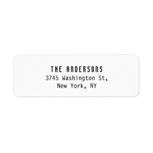 Family Name Modern Plain Professional Black White Return Address Label