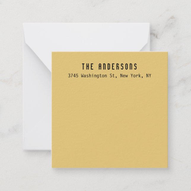 Family Name Modern Plain Professional Brass Yellow Card (Front)
