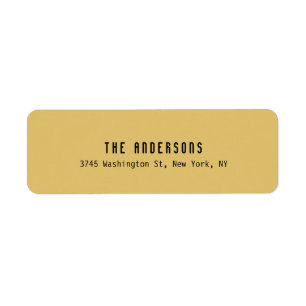Family Name Modern Plain Professional Brass Yellow Return Address Label