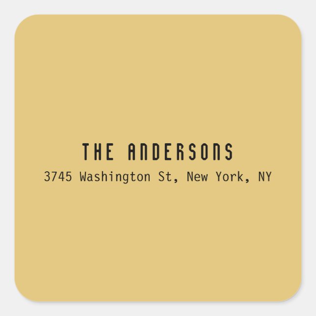 Family Name Modern Plain Professional Brass Yellow Square Sticker (Front)