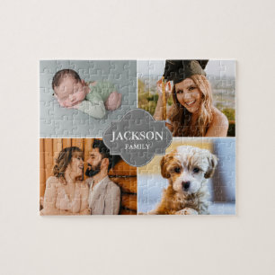 Family Name Multiple Photos Custom Jigsaw Puzzle