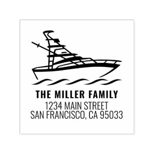 Family Name Nautical Fishing Boat Return Address Self-inking Stamp
