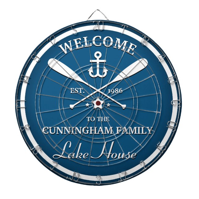 Family Name | Oars and Anchor Custom Blue Dartboard (Front)