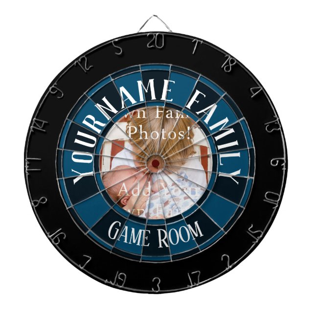 Family Name One Photo Game Room Dartboard (Front)