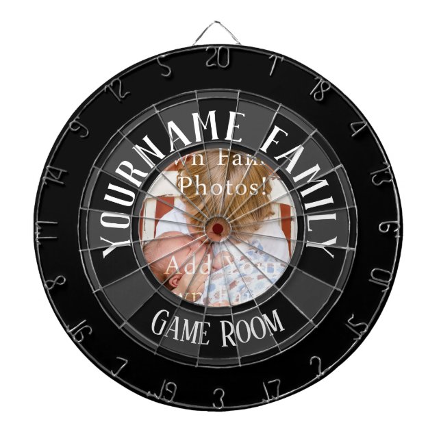 Family Name One Photo Game Room Dartboard (Front)