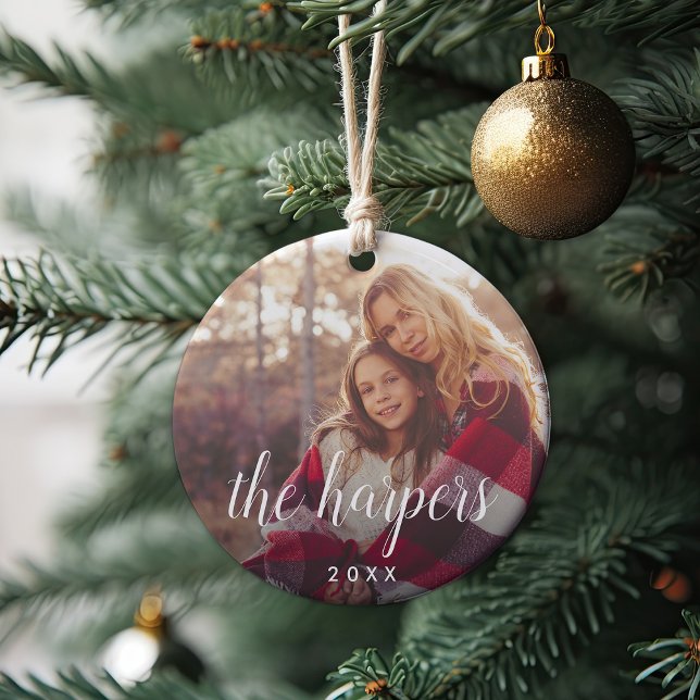 Family Name Overlay | Photo Ceramic Tree Decoration (Creator Uploaded)