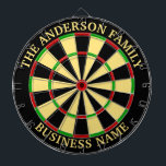 Family Name Personalised Blue Dartboard<br><div class="desc">A dartboard is a popular recreational and competitive game that provides hours of fun for players of all ages and skill levels. Typically made from sisal fibres, cork, or electronic components, dartboards are designed to withstand the impact of darts while offering precise scoring zones. Standard dartboards feature a circular design...</div>