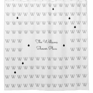 family name personalised shower-place b&w shower curtain