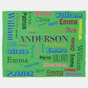 Family Name 💛 Personalised Word Cloud  Fleece Blanket