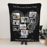 Family Name Photo Collage | Family Tree Heart Fleece Blanket<br><div class="desc">The Family Tree of Personalised Blanket displays photos of your family members on a beautiful heart tree, with family name and lovely quote. Display your family or multiple generations of photos, add as many photos as needed. Add your custom wording to this design by using the "Edit this design template"...</div>