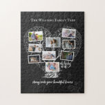 Family Name Photo Collage | Family Tree Heart Jigsaw Puzzle<br><div class="desc">The Family Tree of Personalized Puzzle displays photos of your family members on a beautiful heart tree, with family name and lovely quote. Display your family or multiple generations of photos, add as many photos as needed. Add your custom wording to this design by using the "Edit this design template"...</div>