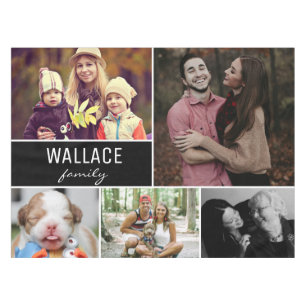 Family Name Photo Collage Reunion Tablecloth