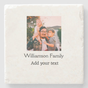 Family name photo message text holiday simple mode stone coaster