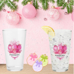 Family Name Pink Christmas Collection Piece Glass