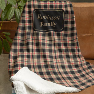 Family Name Plaid Sherpa Blanket