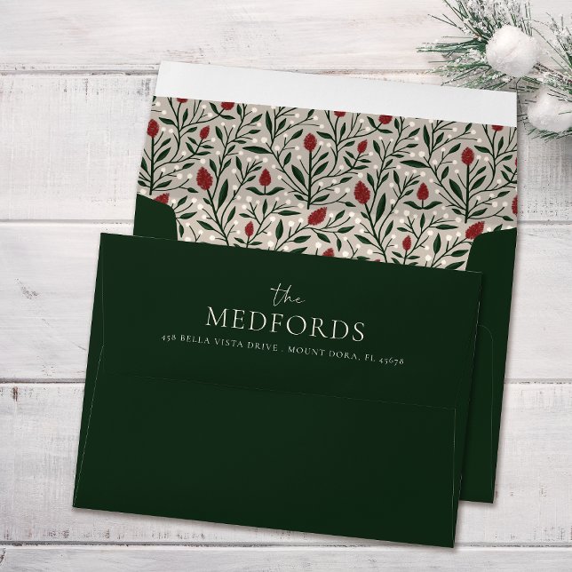 Family Name Pre-Addressed Christmas Floral Pattern Envelope (Creator Uploaded)