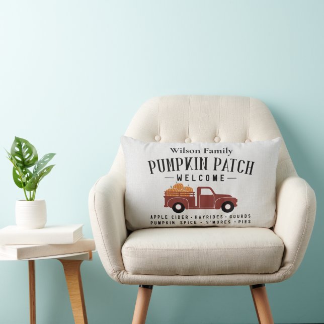 Family Name Pumpkin Patch  Lumbar Cushion (Chair)