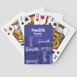 Family Name Repeated Typography Cool Blue Playing Cards