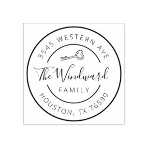 Family Name Return Address round, First Home Rubber Stamp
