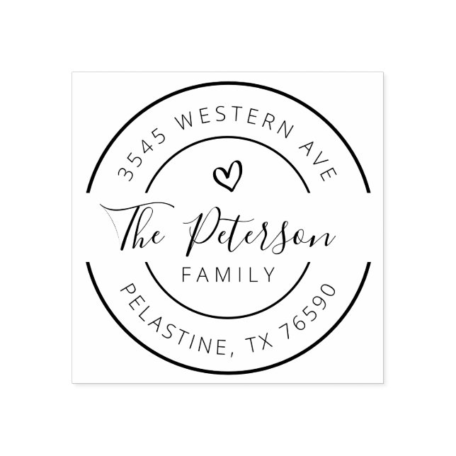 Family Name Return Address round logo Rubber Stamp (Imprint)