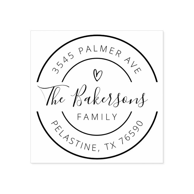 Family Name Return Address round logo Self-inking Rubber Stamp (Imprint)