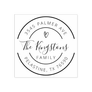 Family Name Return Address round logo Self-inking Rubber Stamp