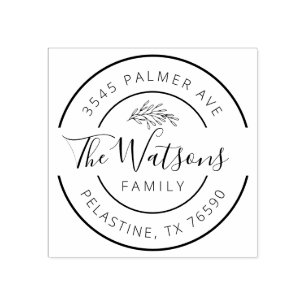 Family Name Return Address round logo Self-inking Rubber Stamp