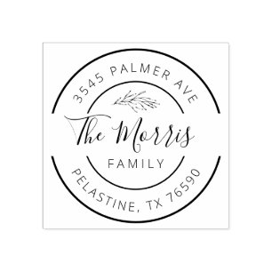 Family Name Return Address round logo Self-inking Rubber Stamp