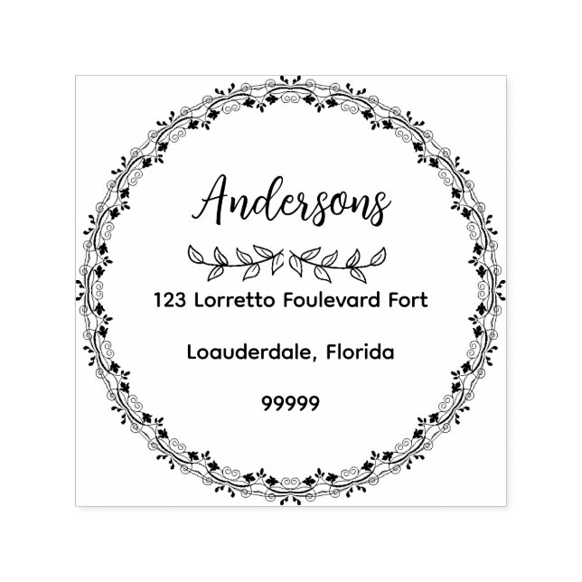 Family Name Return Address Rubber Stamp (Design)