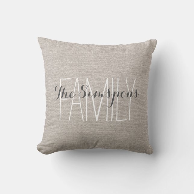 Family Name Rustic Chic Monogram Pillow (Front)