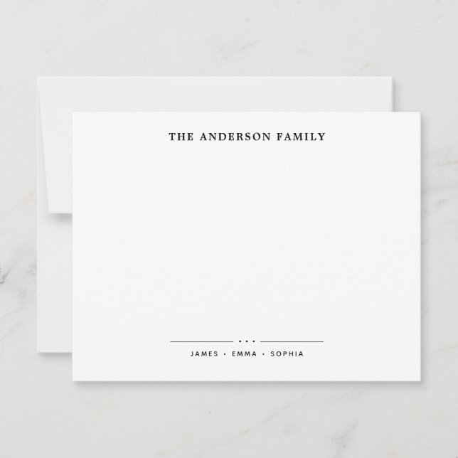 Family Name Script Black Typography Font Card (Front)