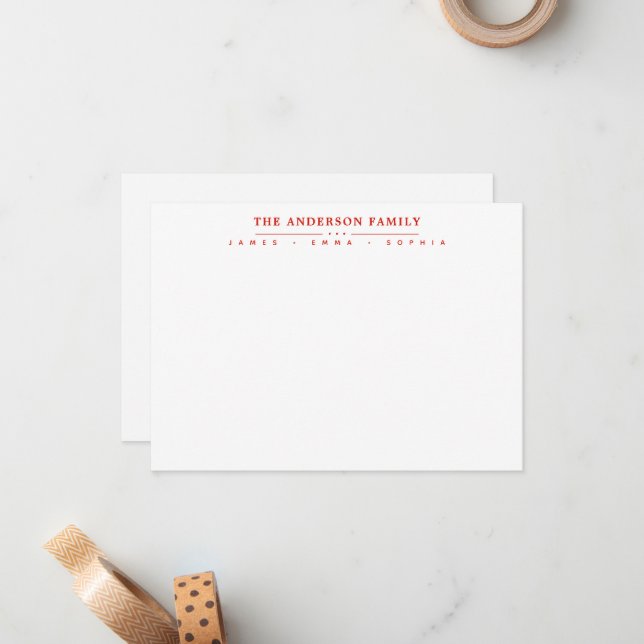 Family Name Script Candy Red Typography Font Card (Front/Back In Situ)