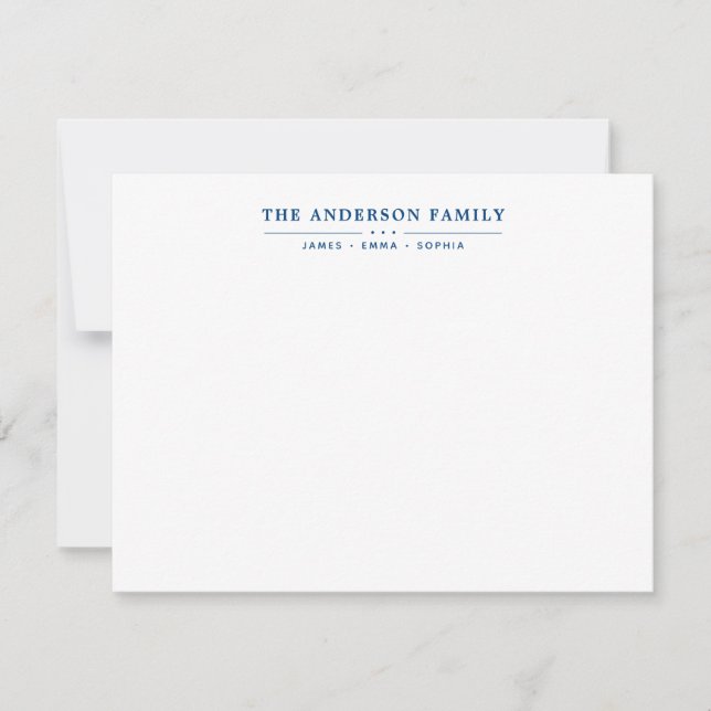 Family Name Script Navy Blue Typography Font Card (Front)