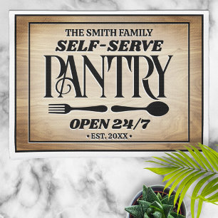 Family Name Self Serve Pantry Hours Sign Tea Towel