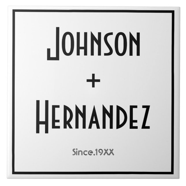 Family Name Sign  Simple Modern Ceramic Tile (Front)