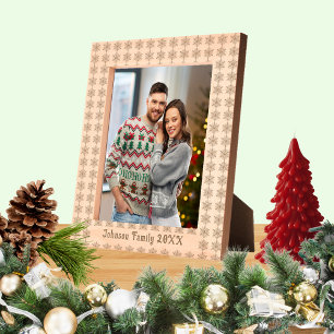 Family Name Snowflake Xmas Pattern 8X10 Wooden Etched Frames