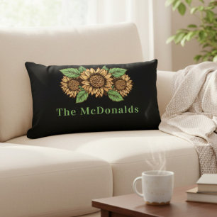 Family Name Sunflower Pattern Lumbar Cushion