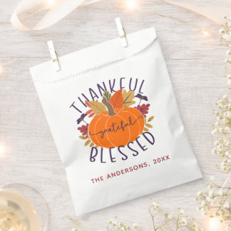 Family Name Thankful Grateful Blessed Thanksgiving Favour Bag