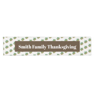 Family Name Thanksgiving Fall Maple Leaf Pattern Short Table Runner
