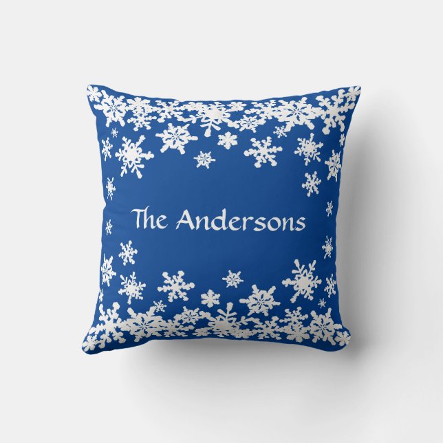Family Name There’s Snow Place Like Home Snowflake Cushion (Back)
