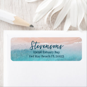 Family Name Vacation Beach House Simple Script Return Address Label