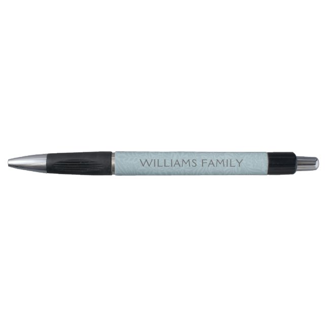 Family Name Vintage Blue Floral Botanical Pen (Front)